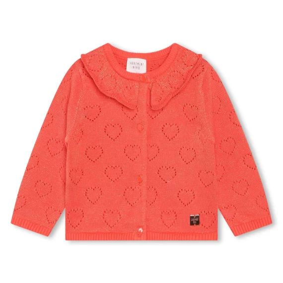 Cardigan en tricot motif coeur Fille Orange