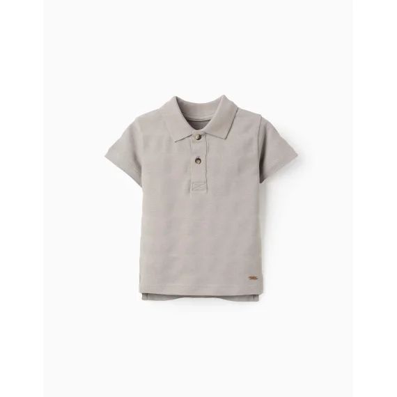 Polo En Coton À Rayures Gris