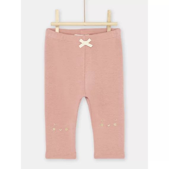 Pantalon Litchi À Broderies Tête D&rsquo;animal Bébé Fille – Rose
