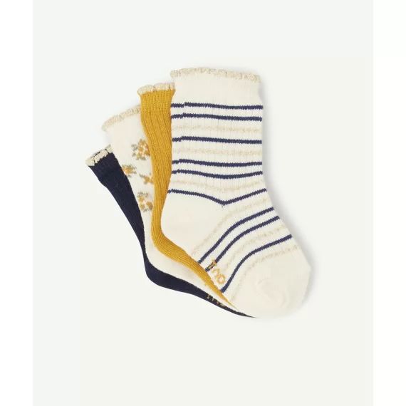 Les 4 paires de chaussettes écrues et bleues pailletées –  – Soldes