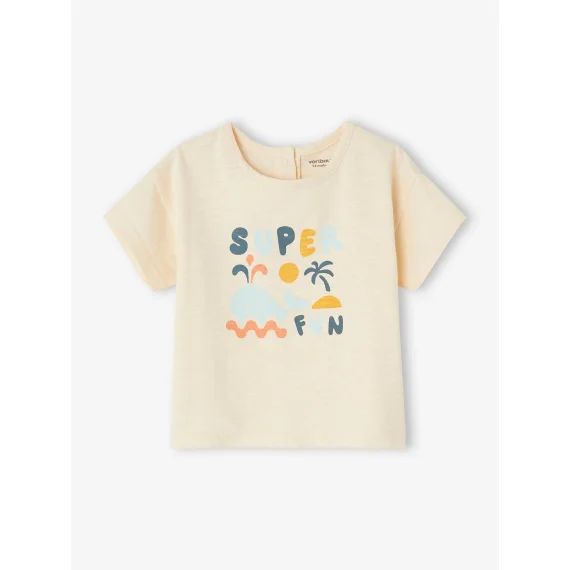 Tee-shirt Super fun bébé manches courtes écru