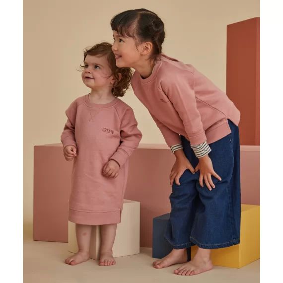 La robe sweat vieux rose évolutive en coton pima –  – Soldes