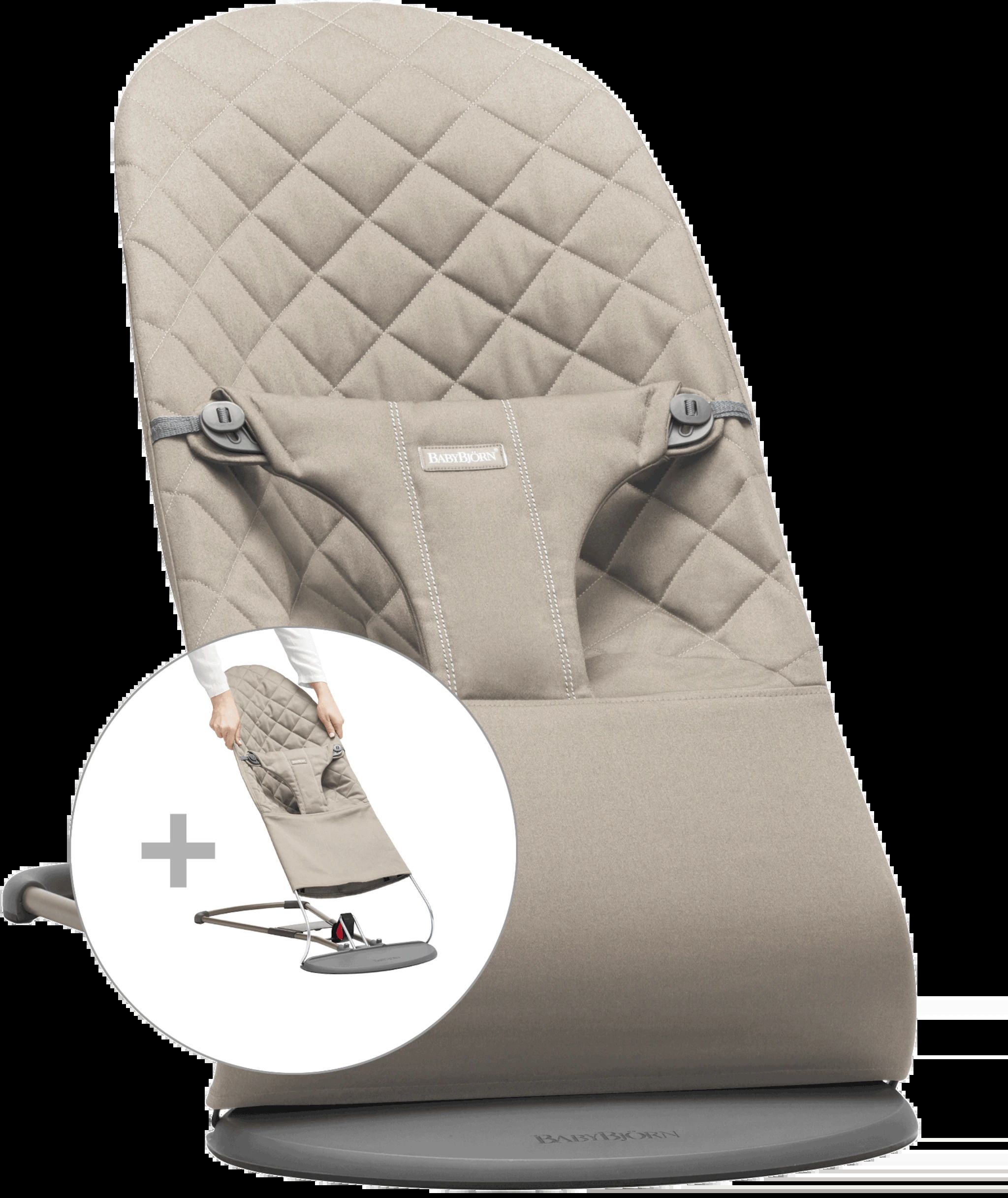 Transat avec housse supplémentaire – Gris sable / Coton, matelassage Classique / Gris foncé