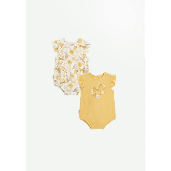 Lot De 2 Bodies Bébé À Bretelles En Gaze De Coton Ciao Milano Jaune
