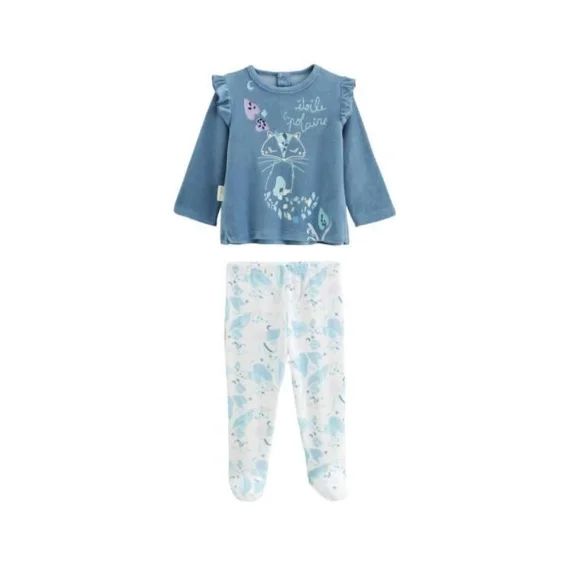 Pyjama Bébé En Velours Polarmoon – Petit Beguin – Fille – Bleu Bleu