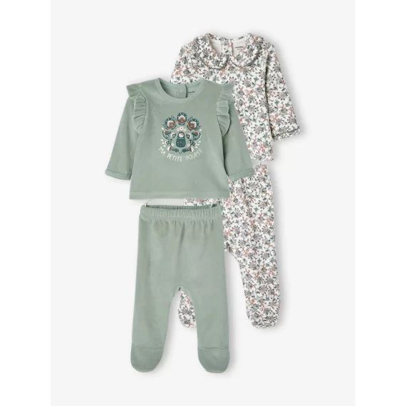 Lot de 2 pyjamas en velours bébé fille lot ivoire