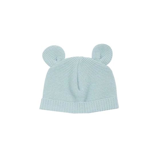 Bonnet En Maille Avec Des Petites Oreilles Bleu
