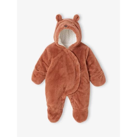 Combipilote mouton bébé en fausse fourrure acajou
