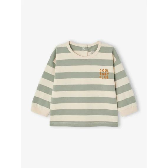 Tee-shirt à rayures bébé en coton bio vert d&rsquo;eau