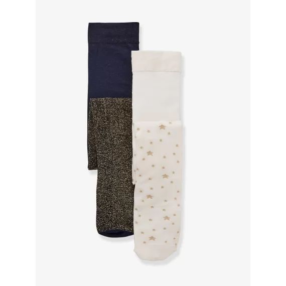 Lot de 2 collants irisés bébé fille en polyamide lot beigeirise