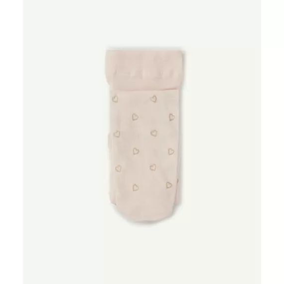 Paire de collants en voile rose avec motifs coeurs brillants –  – Soldes