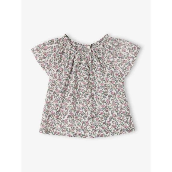 Blouse naissance imprimée petites fleurs écru