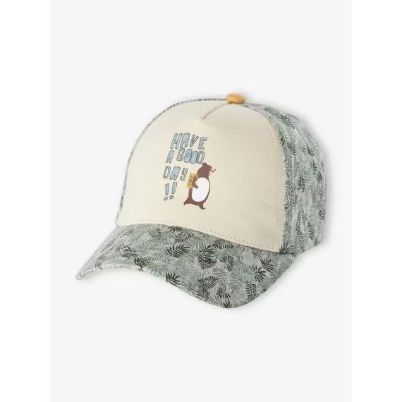 Casquette jungle bébé garçon gris chiné imprimé