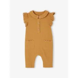 Combinaison bébé en gaze de coton caramel