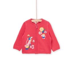 Gilet À Animation Fleurs Et Chiens – Rose