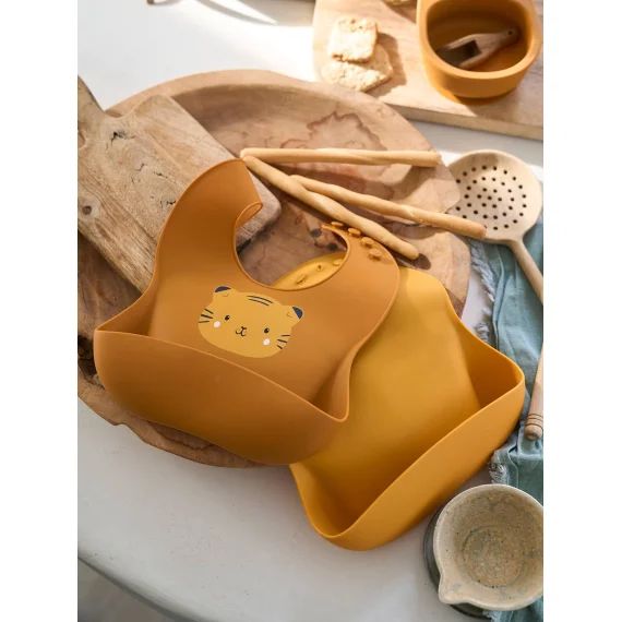 Lot de 2 bavoirs en silicone marron