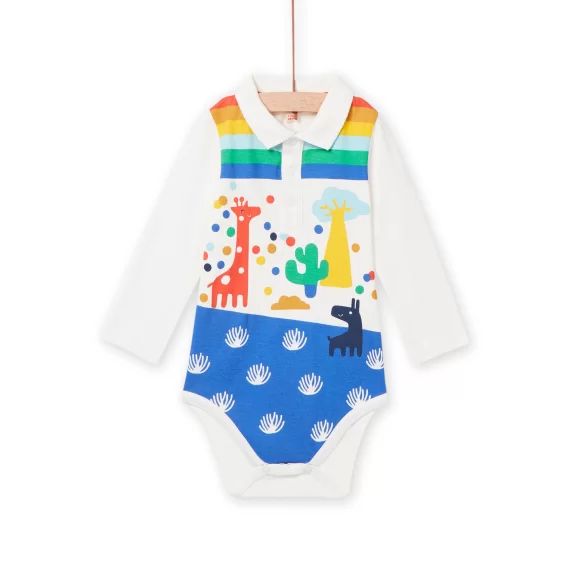 Body Écru À Col Imprimé Fantaisie Coloré Bébé Garçon