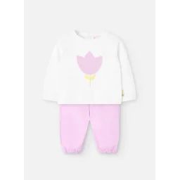 Ensemble Pull Avec Fleur Et Pantalon Long Blanc
