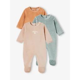 Lot de 3 dors-bien en velours bébé BASICS lot camel