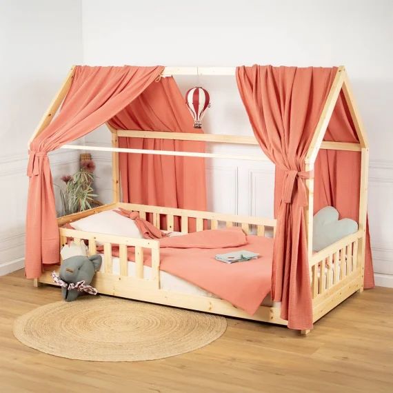 Ciel De Lit Cabane En Gaze De Coton Duo 330 Cm Terracotta
