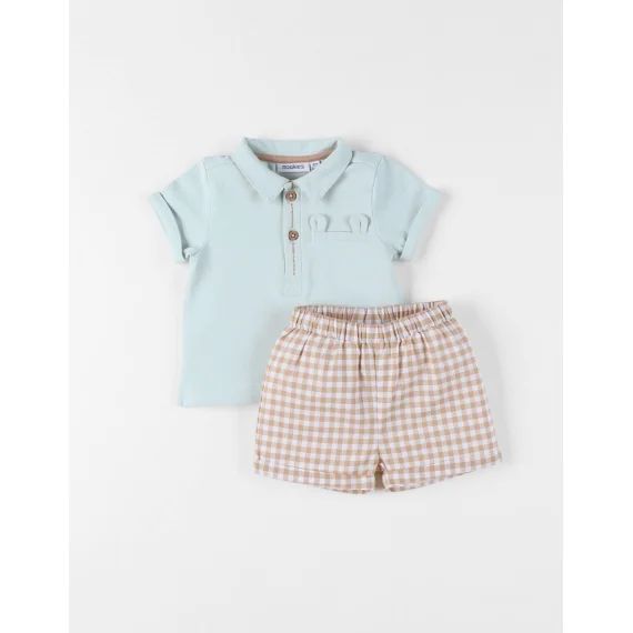 Set Polo Avec Short Coton Bleu