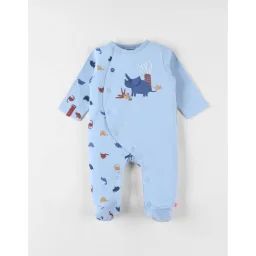 Pyjama 1 Pièce En Jersey De Coton Avec Imprimé Dinosaures Bleu