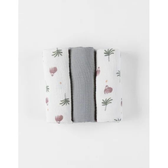 Set De 3 Langes Gorille En Mousseline Ecru