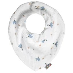 Bavoir Bandana En Coton Blanc Imprimé Bleuet