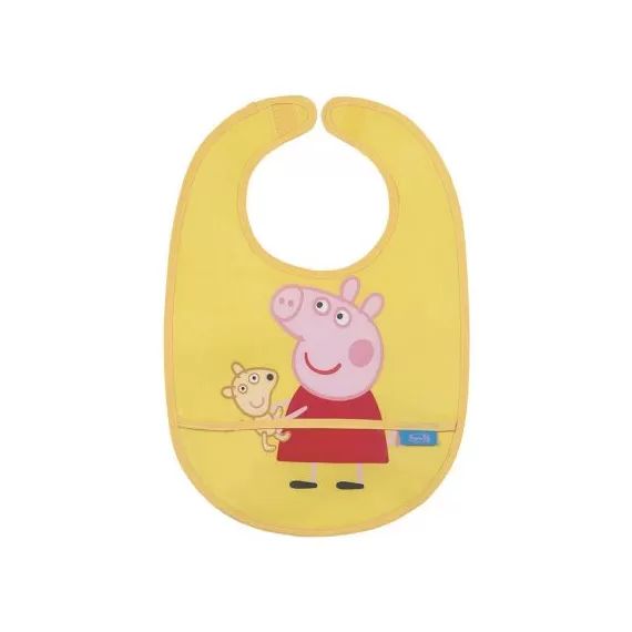 Bavoir plastifié à velcro Peppa Pig jaune