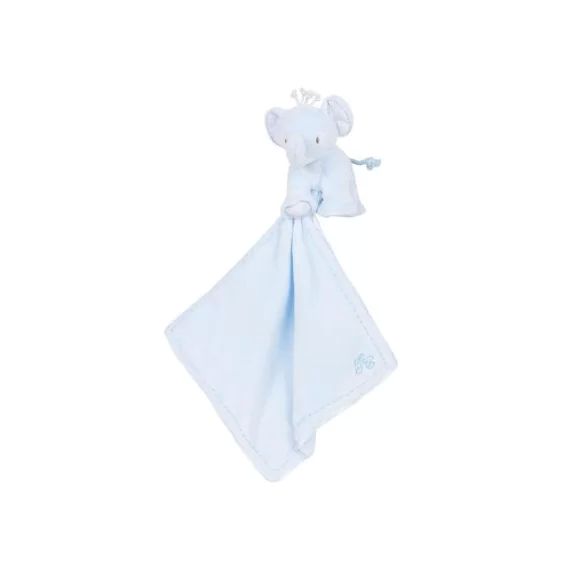 Doudou plat Ferdinand l&rsquo;éléphant bleu ciel (25 x 25 cm)