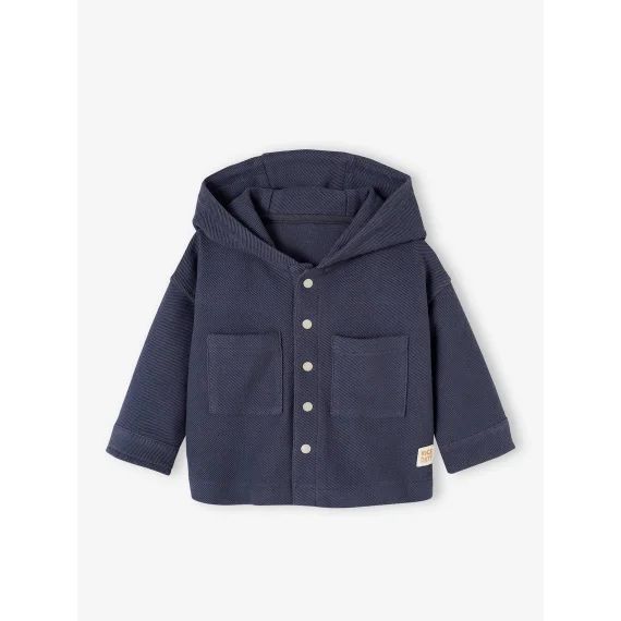 Chemise à capuche pressionnée devant bébé bleu ardoise