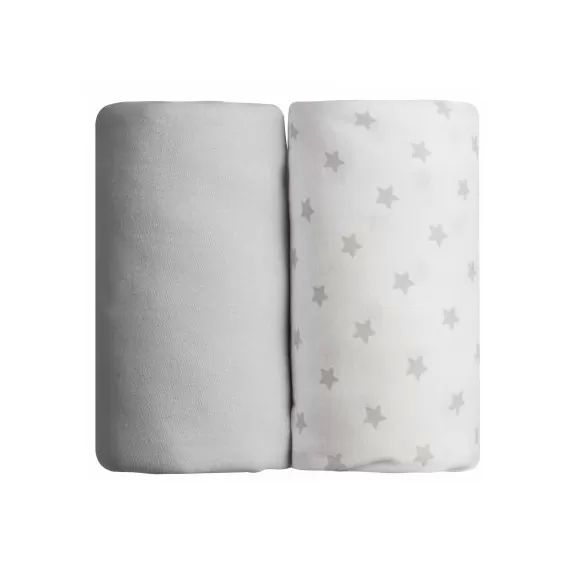 Lot de 2 draps housses étoile gris (70 x 140 cm)