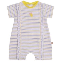 Combi-short rayé en coton Fille Blanc
