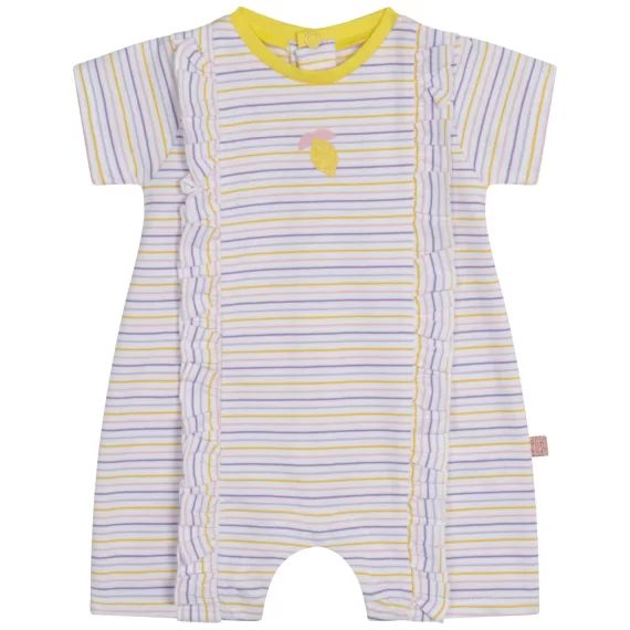 Combi-short rayé en coton Fille Blanc