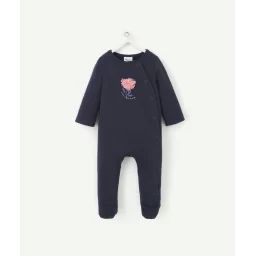Dors bien bébé en molleton marine avec fleurs en relief –  – Soldes