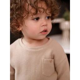 T-shirt en nid d&rsquo;abeille bébé garçon beige