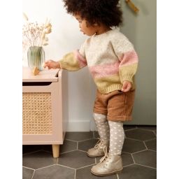 Pull tricot rayures larges bébé beige rosé
