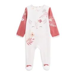 Pyjama Bébé En Velours Oma Biche Blanc