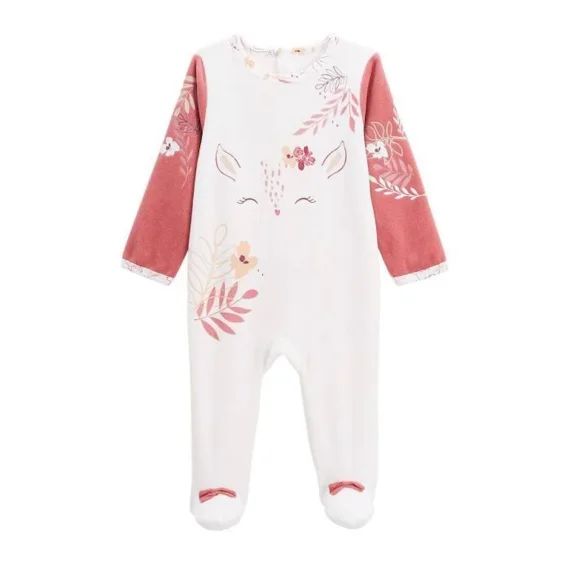 Pyjama Bébé En Velours Oma Biche Blanc
