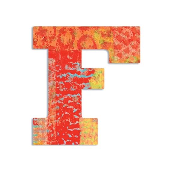Lettre F en bois Paon