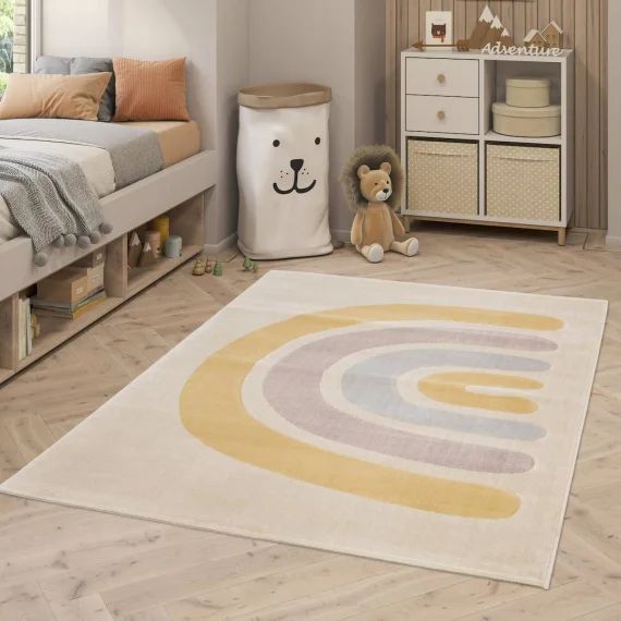 Tapis Enfant Tissé Motif Abstrait Flarine 1 Rose