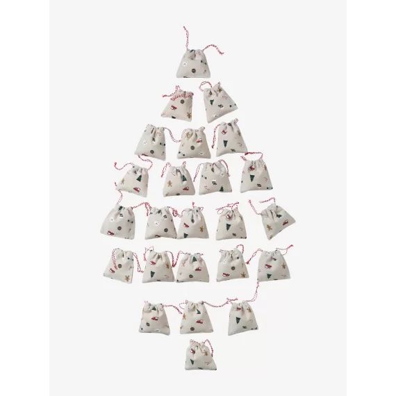 24 pochons pour calendrier de l&rsquo;Avent beige / multicolore
