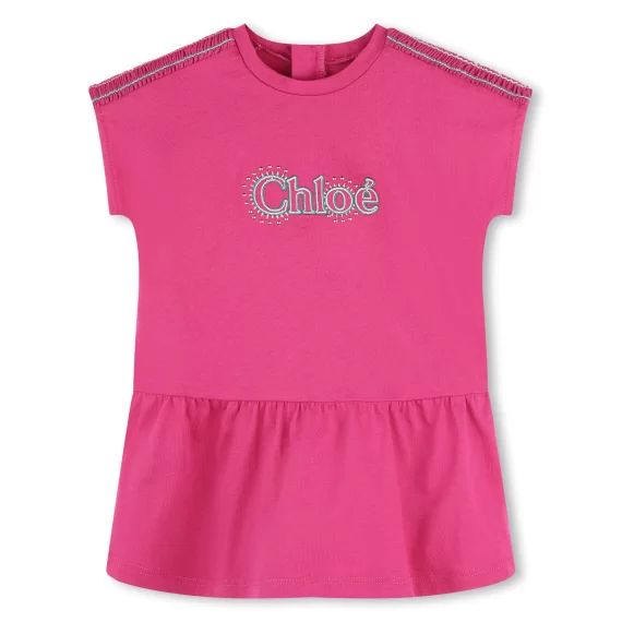 Robe évasée avec smocks Fille Rose