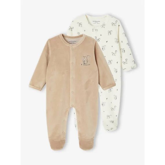 Lot de 2 dors-bien naissance en velours beige