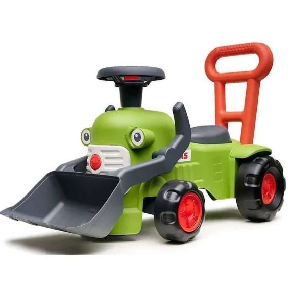 Porteur Vintage Claas 1er Âge Avec Pelle Frontale Et Canne De Poussée – Fabriqué En France – 90% De Plastique Recyclé – Dès 12 Mois Vert