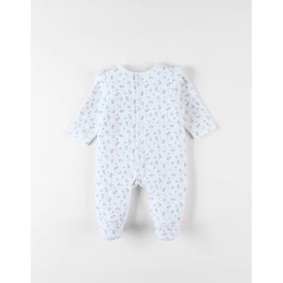Pyjama En Velours Côtelé Imprimé Fleuri Blanc