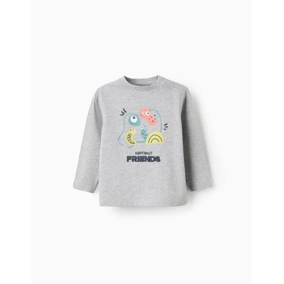 T-shirt À Manches Longues En Coton &lsquo;dot&rsquo; Gris