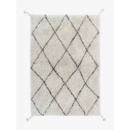 Tapis coton Lavable Mini Berbere Noir&Blanc – LORENA CANALS blanc imprimé