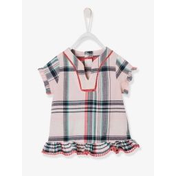 Blouse à carreaux bébé fille rose