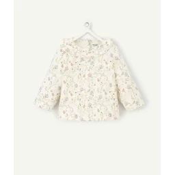 Sweat à col collerette bébé en fibres recyclées fleuri